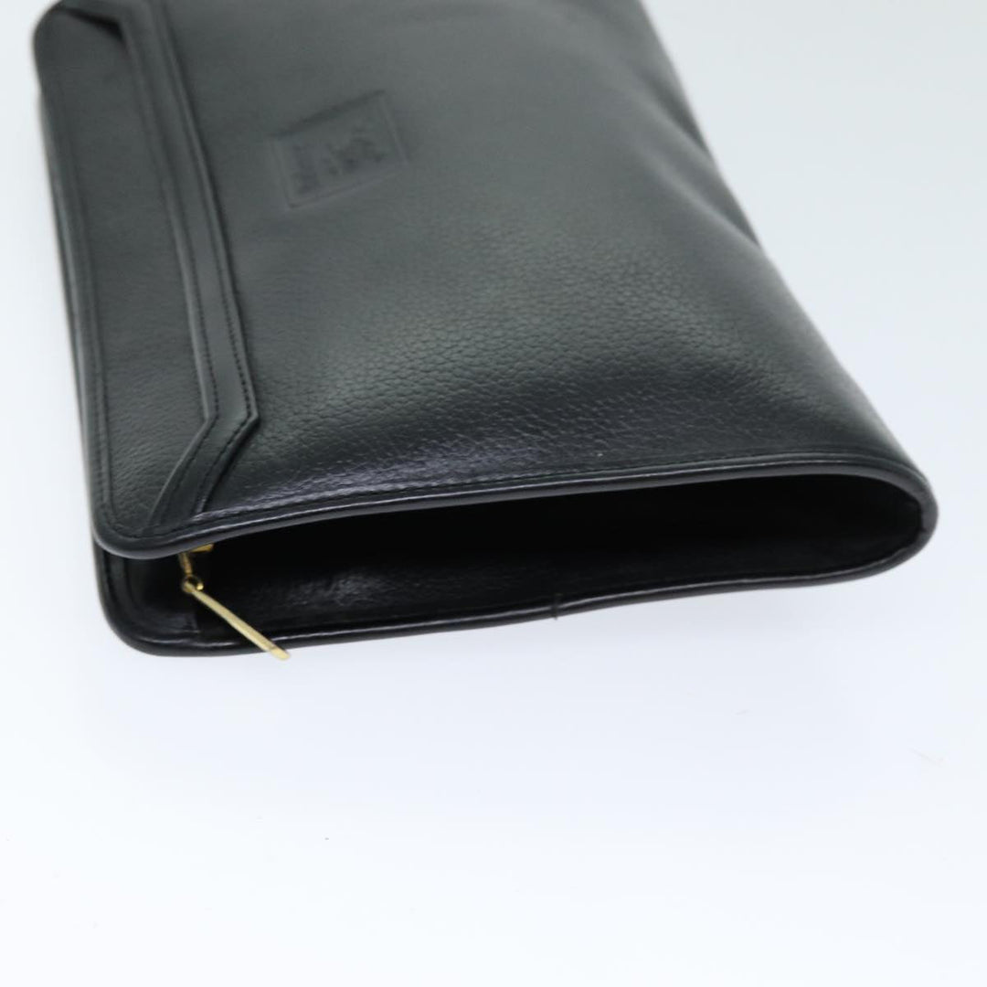 BurberrySs Clutch Bag Leather Black Auth bs14647