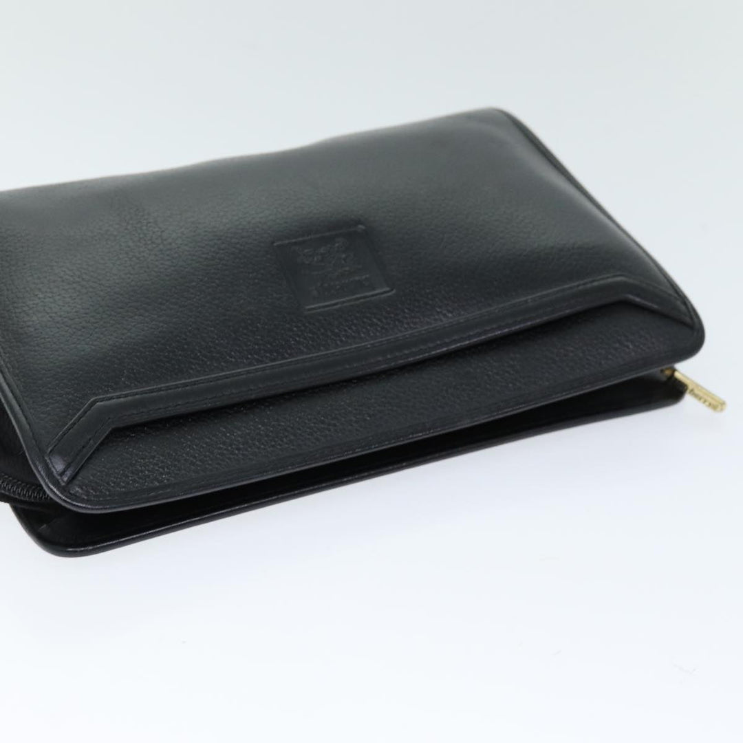 BurberrySs Clutch Bag Leather Black Auth bs14647