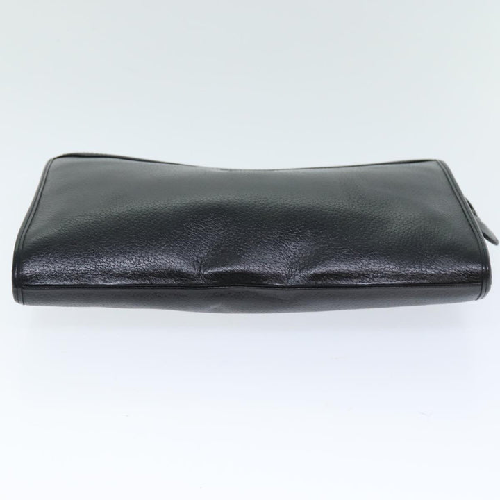 BurberrySs Clutch Bag Leather Black Auth bs14647