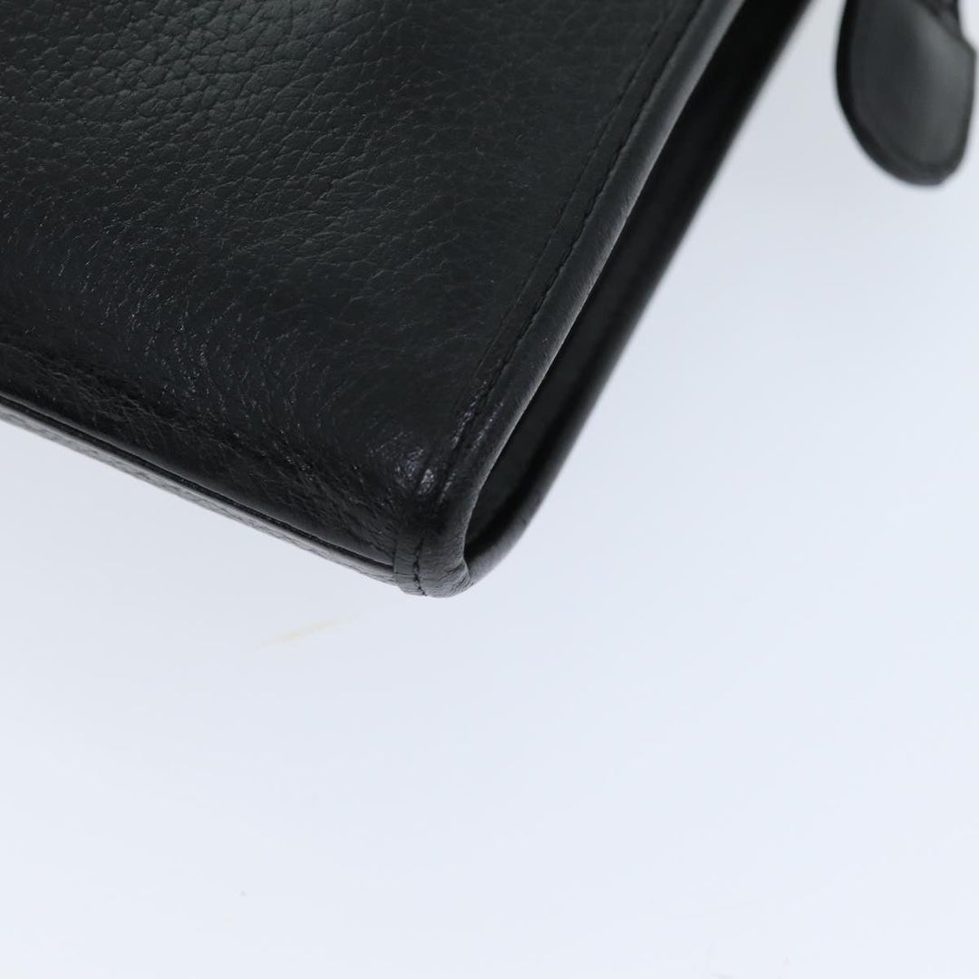 BurberrySs Clutch Bag Leather Black Auth bs14647