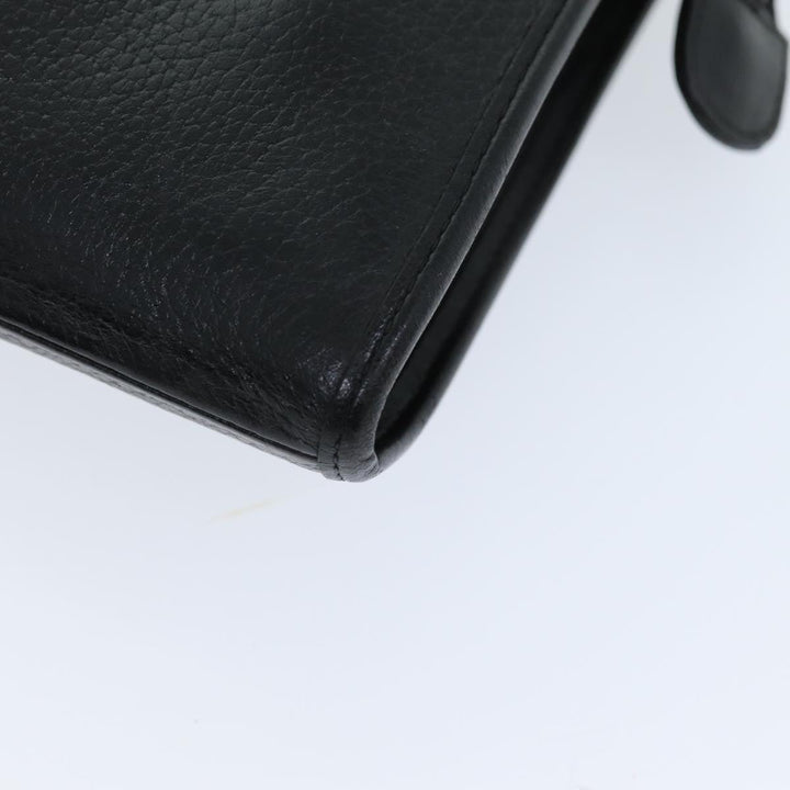 BurberrySs Clutch Bag Leather Black Auth bs14647