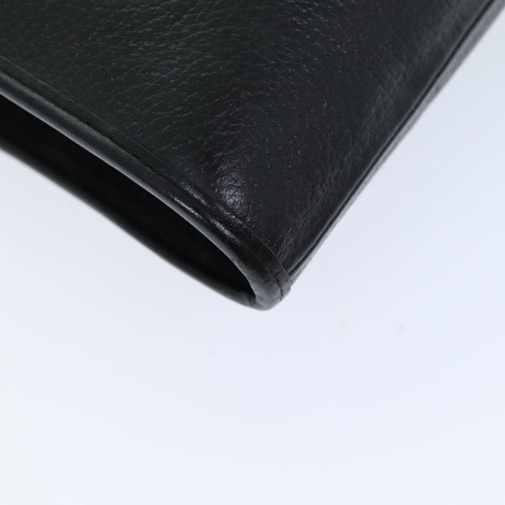 BurberrySs Clutch Bag Leather Black Auth bs14647