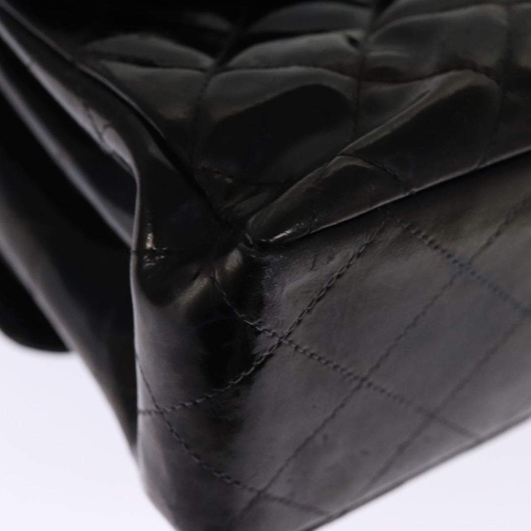 Chanel Matelasse Double Face Chain Shoulder Bag Enamel Black CC Auth bs14656A