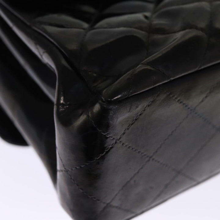 Chanel Matelasse Double Face Chain Shoulder Bag Enamel Black CC Auth bs14656A