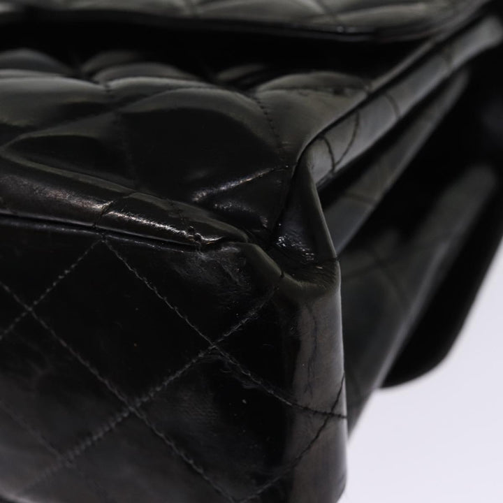 Chanel Matelasse Double Face Chain Shoulder Bag Enamel Black CC Auth bs14656A