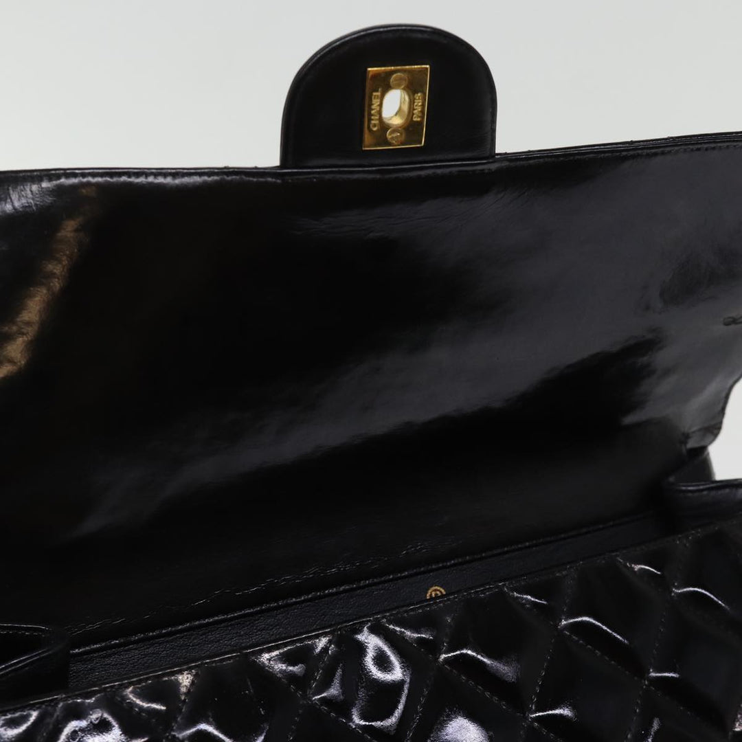Chanel Matelasse Double Face Chain Shoulder Bag Enamel Black CC Auth bs14656A