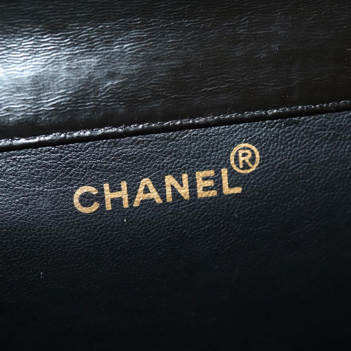 Chanel Matelasse Double Face Chain Shoulder Bag Enamel Black CC Auth bs14656A