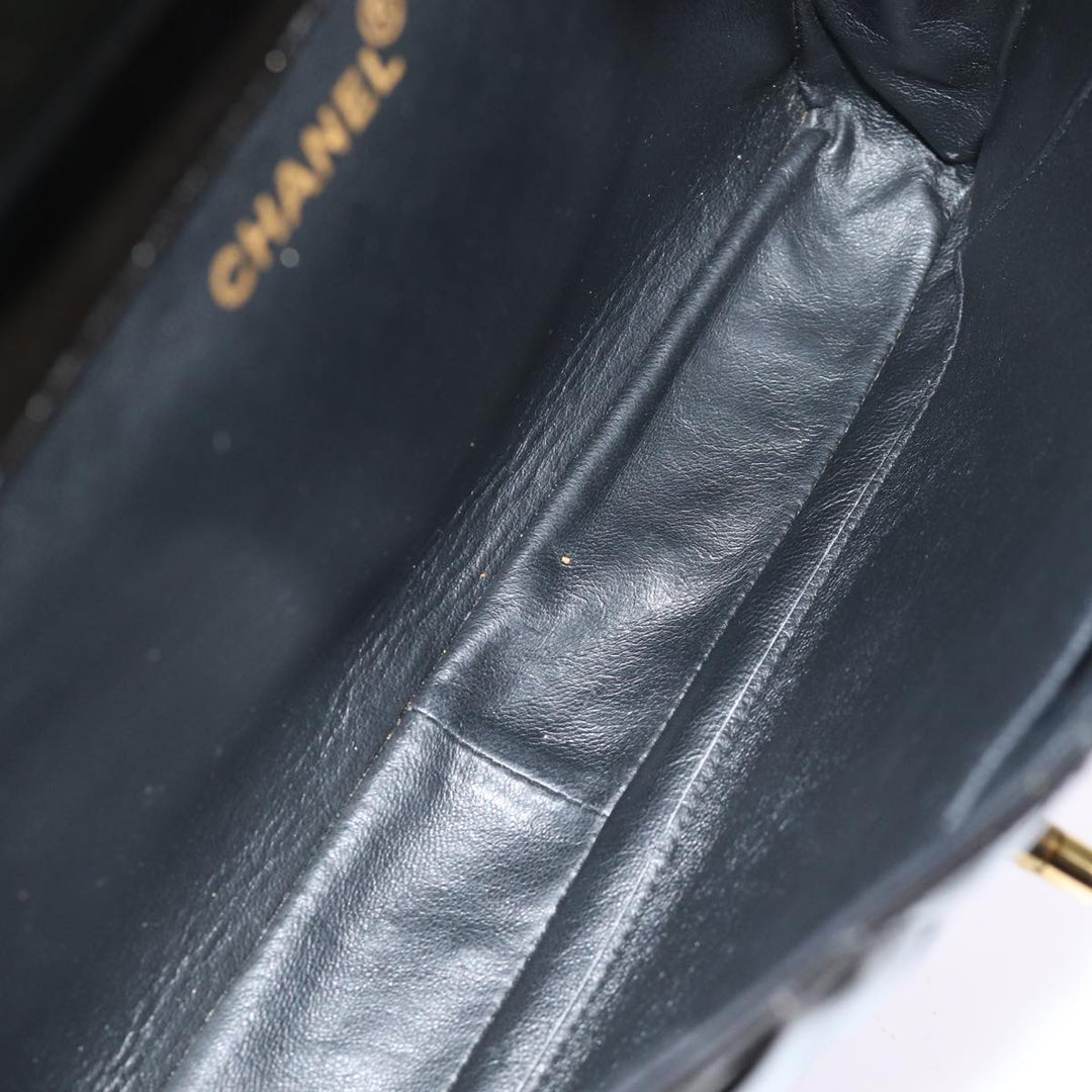 Chanel Matelasse Double Face Chain Shoulder Bag Enamel Black CC Auth bs14656A