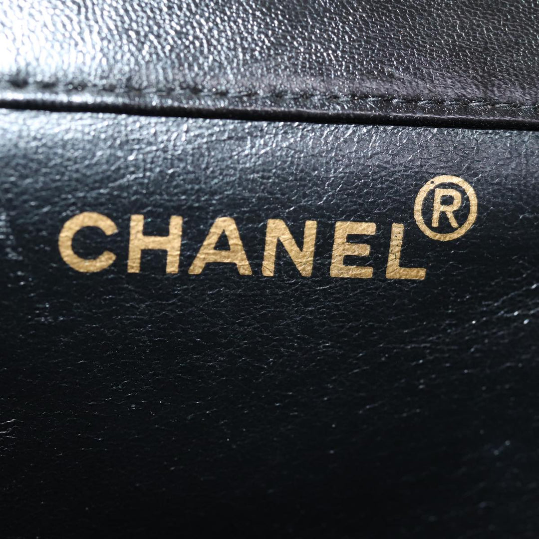 Chanel Matelasse Double Face Chain Shoulder Bag Enamel Black CC Auth bs14656A