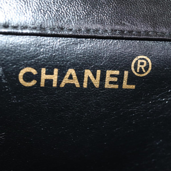Chanel Matelasse Double Face Chain Shoulder Bag Enamel Black CC Auth bs14656A