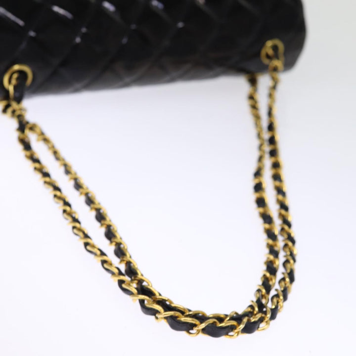 Chanel Matelasse Double Face Chain Shoulder Bag Enamel Black CC Auth bs14656A