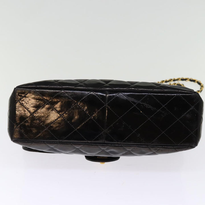 Chanel Matelasse Double Face Chain Shoulder Bag Enamel Black CC Auth bs14656A