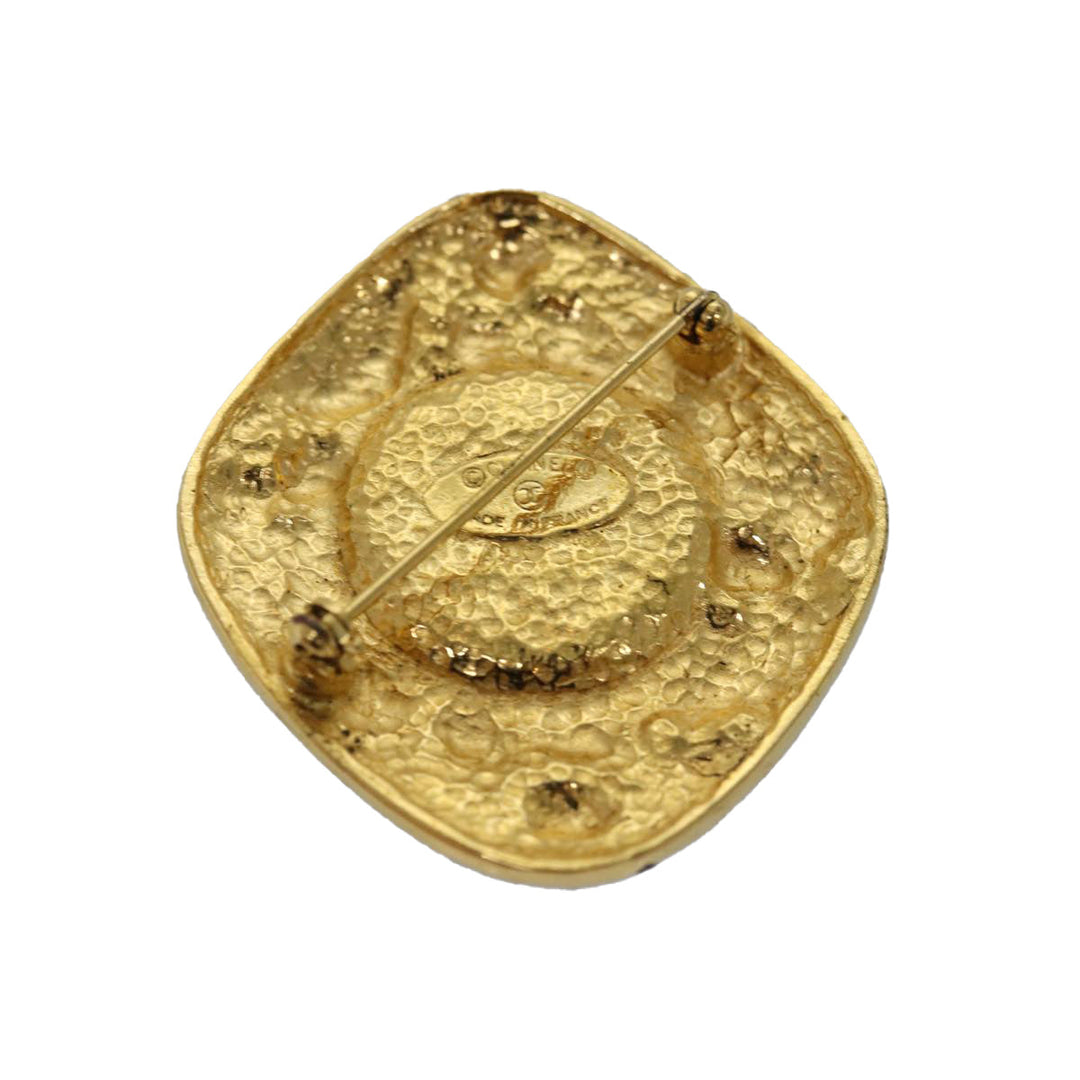 Chanel Brooch metal Gold CC Auth bs14659