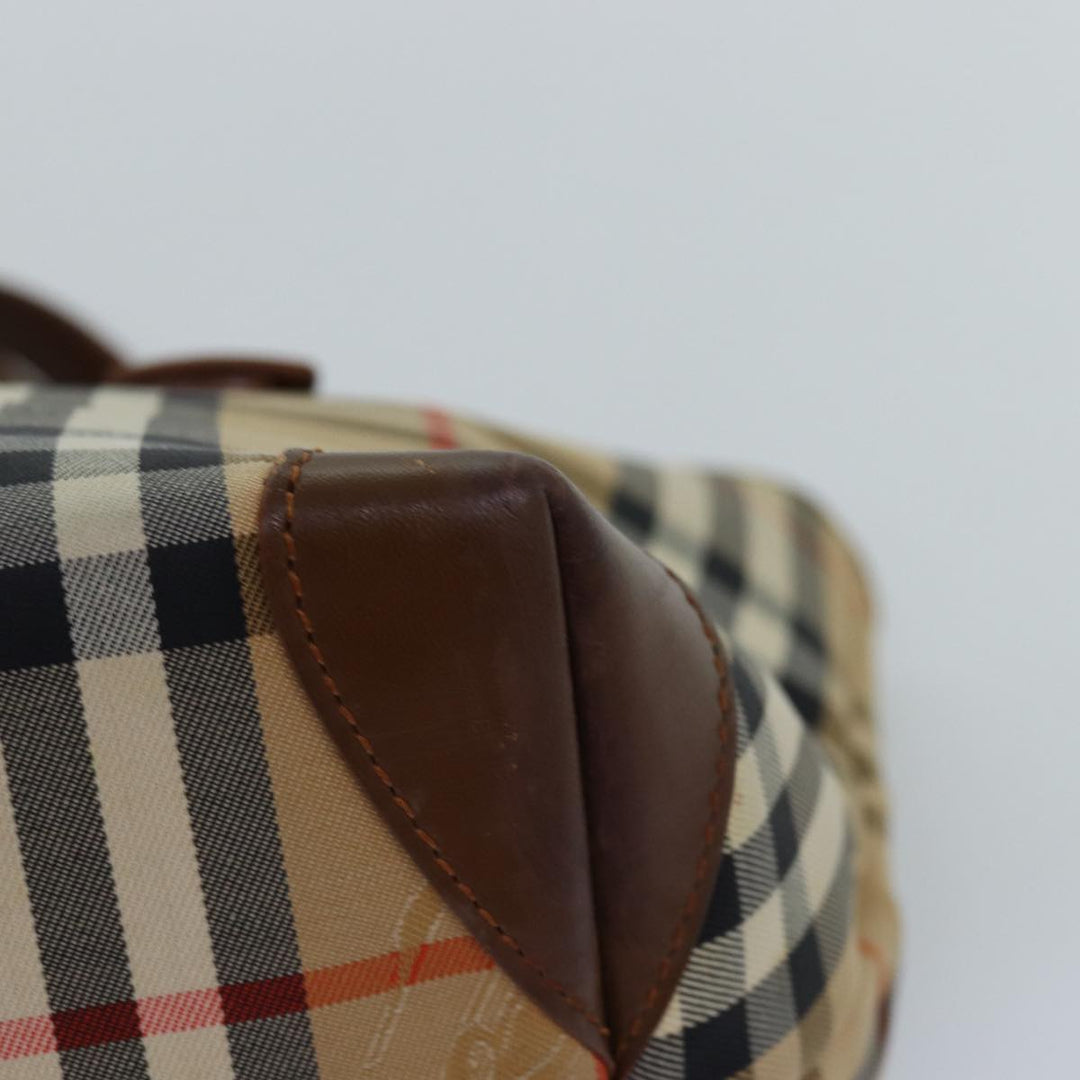 BurberrySs Nova Check Hand Bag Canvas Beige Auth bs14688