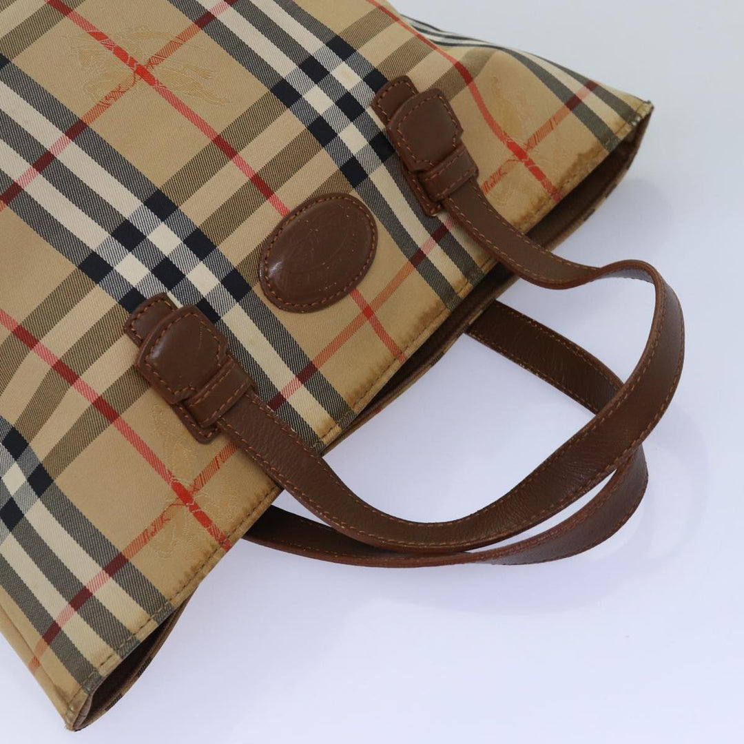 Top Quality BurberrySs Nova Check Hand Bag Canvas Beige Auth bs14688