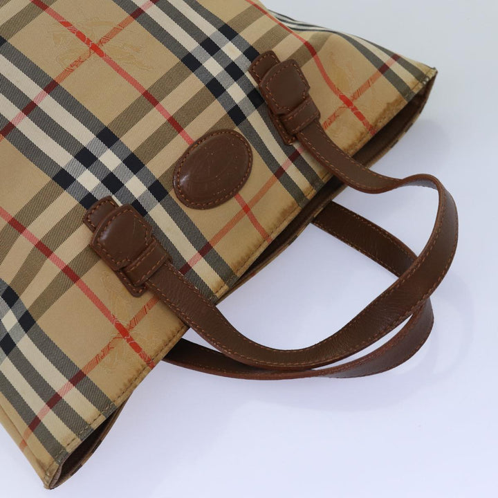 Top Quality BurberrySs Nova Check Hand Bag Canvas Beige Auth bs14688
