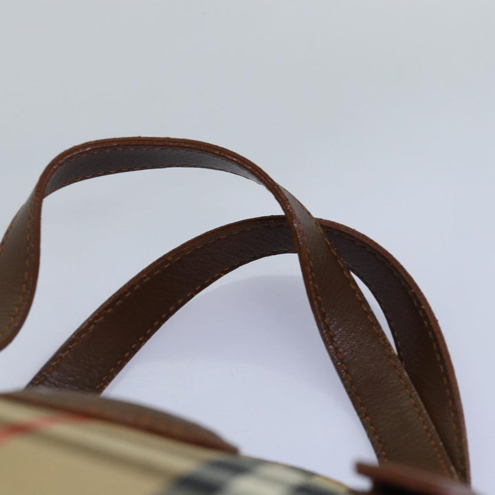 BurberrySs Nova Check Hand Bag Canvas Beige Auth bs14688