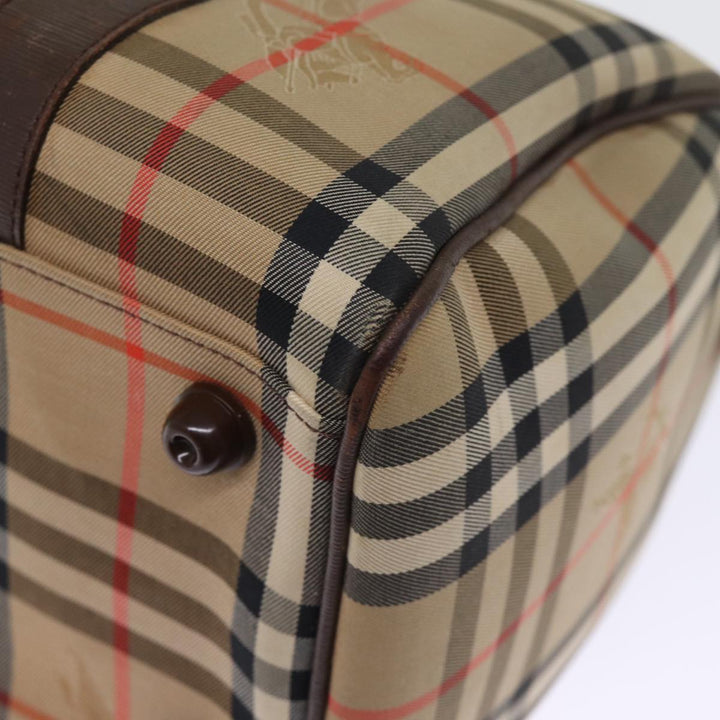 BurberrySs Nova Check Boston Bag Canvas Beige Auth bs14694