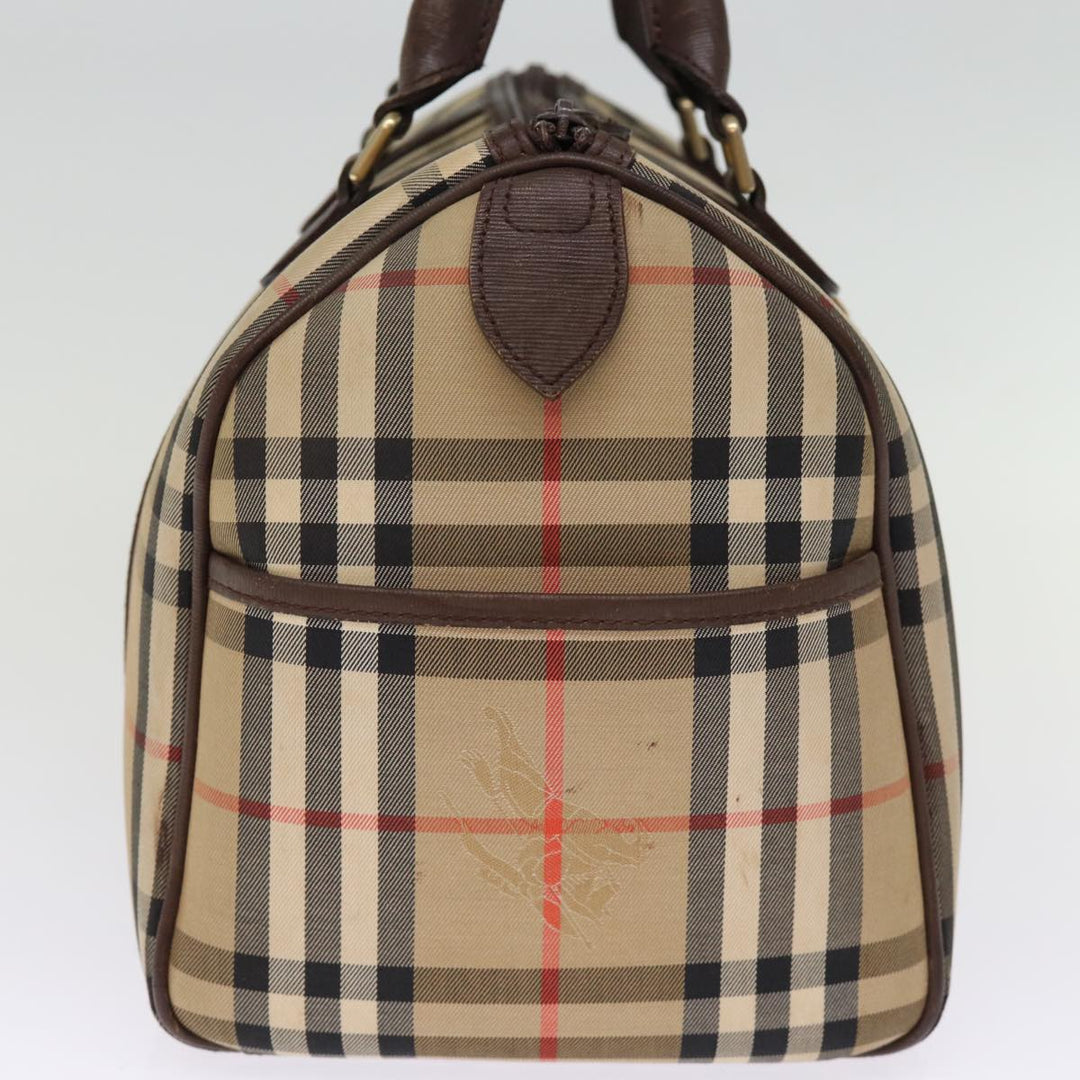 BurberrySs Nova Check Boston Bag Canvas Beige Auth bs14694