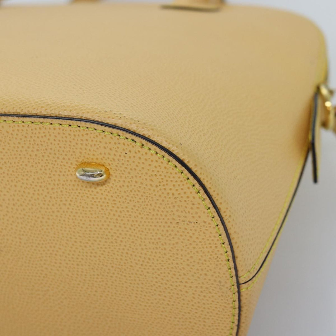 Celine Hand Bag Leather 2way Yellow Auth bs14695