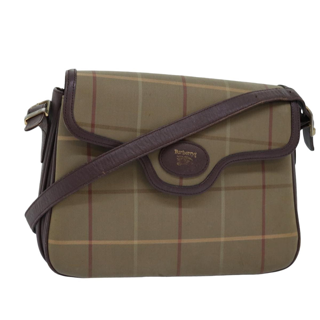 BurberrySs Nova Check Shoulder Bag Canvas Beige Auth bs14715