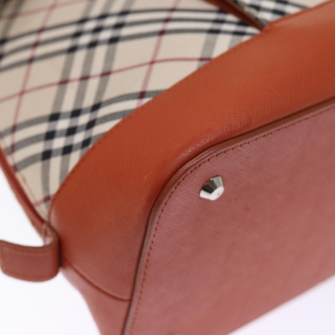 Burberry Nova Check Hand Bag Canvas Beige Auth bs14736
