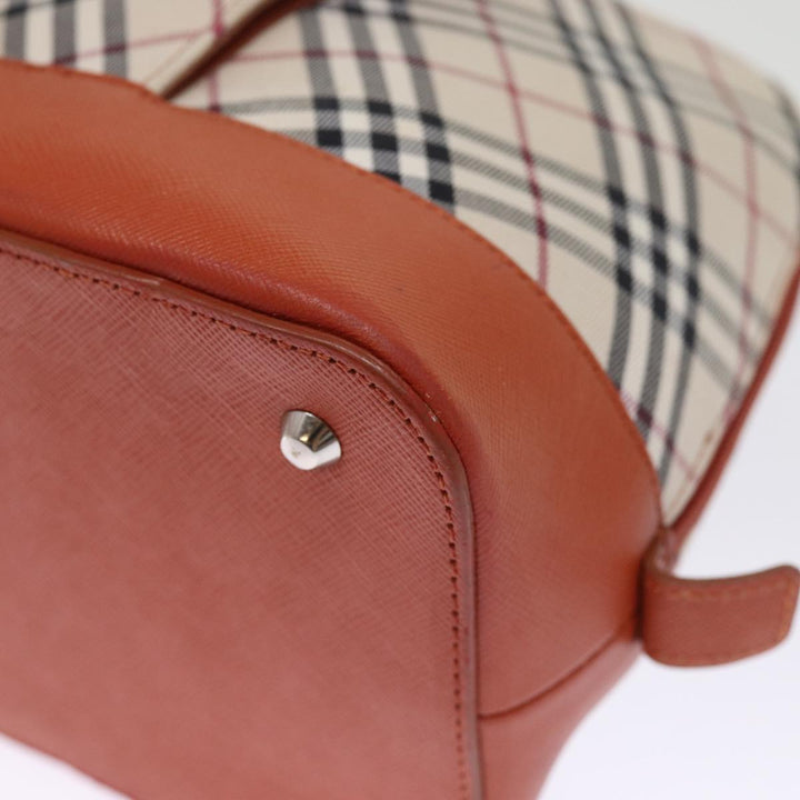 Burberry Nova Check Hand Bag Canvas Beige Auth bs14736