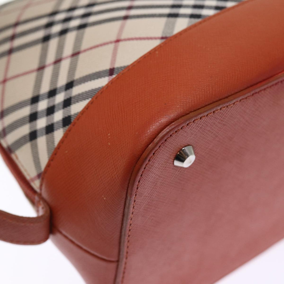 Burberry Nova Check Hand Bag Canvas Beige Auth bs14736