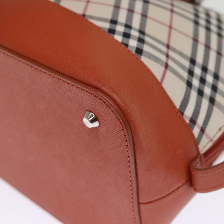 Burberry Nova Check Hand Bag Canvas Beige Auth bs14736