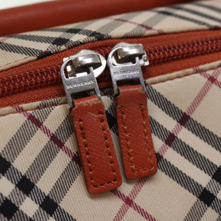 Burberry Nova Check Hand Bag Canvas Beige Auth bs14736