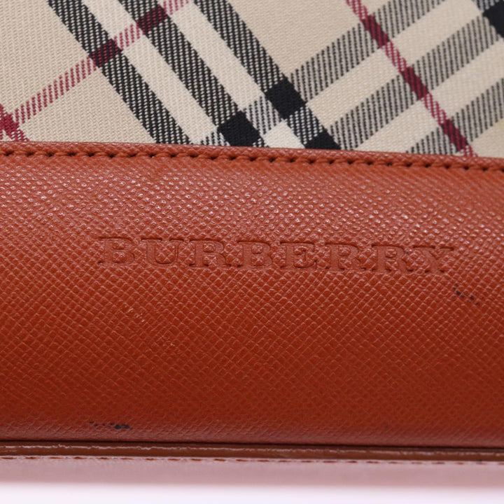 Burberry Nova Check Hand Bag Canvas Beige Auth bs14736