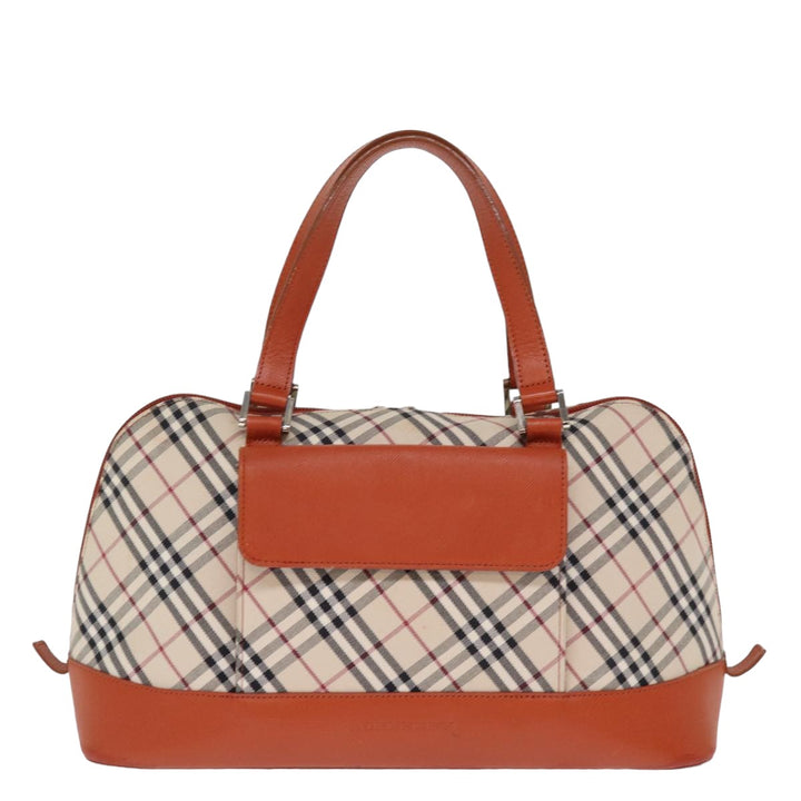 Burberry Nova Check Hand Bag Canvas Beige Auth bs14736
