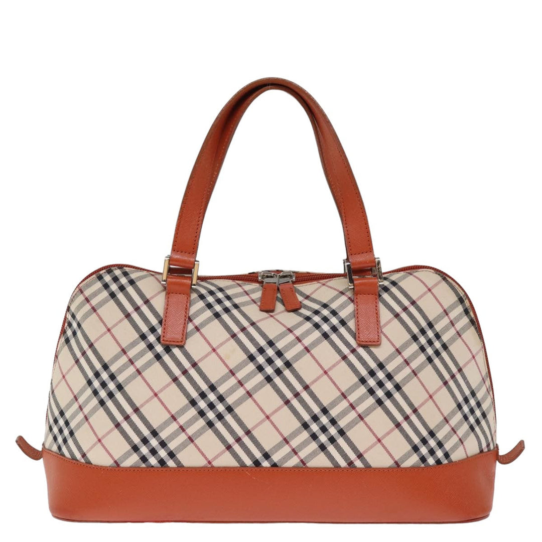 Burberry Nova Check Hand Bag Canvas Beige Auth bs14736