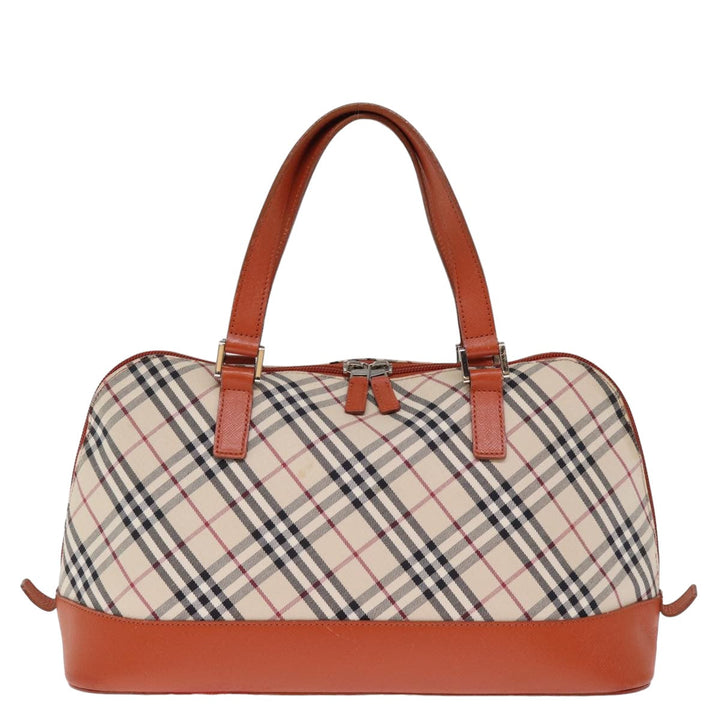 Burberry Nova Check Hand Bag Canvas Beige Auth bs14736