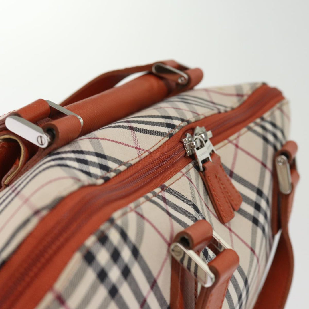 Burberry Nova Check Hand Bag Canvas Beige Auth bs14736