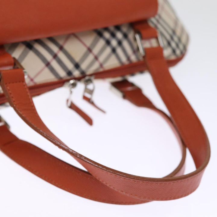 Burberry Nova Check Hand Bag Canvas Beige Auth bs14736