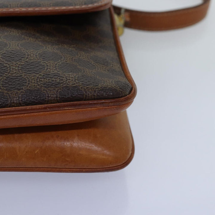 Celine Macadam Canvas Shoulder Bag PVC Brown  14757