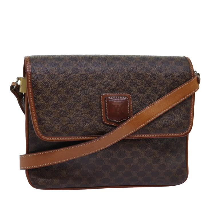 Celine Macadam Canvas Shoulder Bag PVC Brown  14757