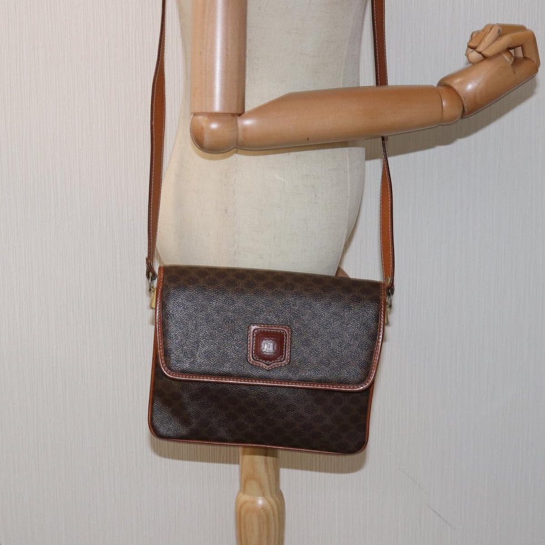 Celine Macadam Canvas Shoulder Bag PVC Brown  14757