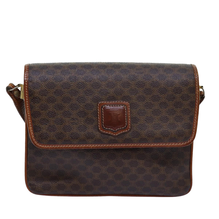 Celine Macadam Canvas Shoulder Bag PVC Brown  14757
