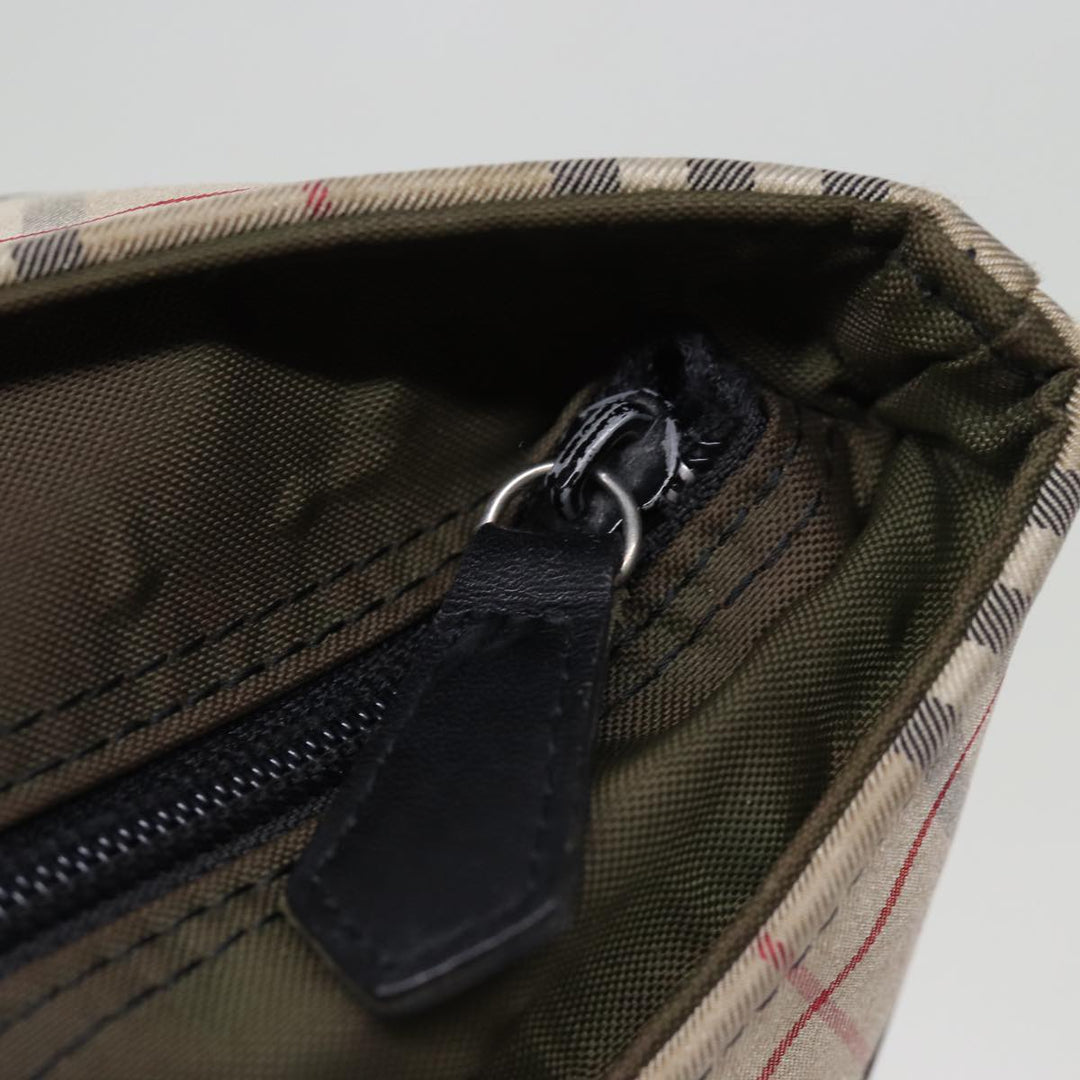 BurberrySs Nova Check Blue Label Hand Bag Nylon Beige Auth bs14769