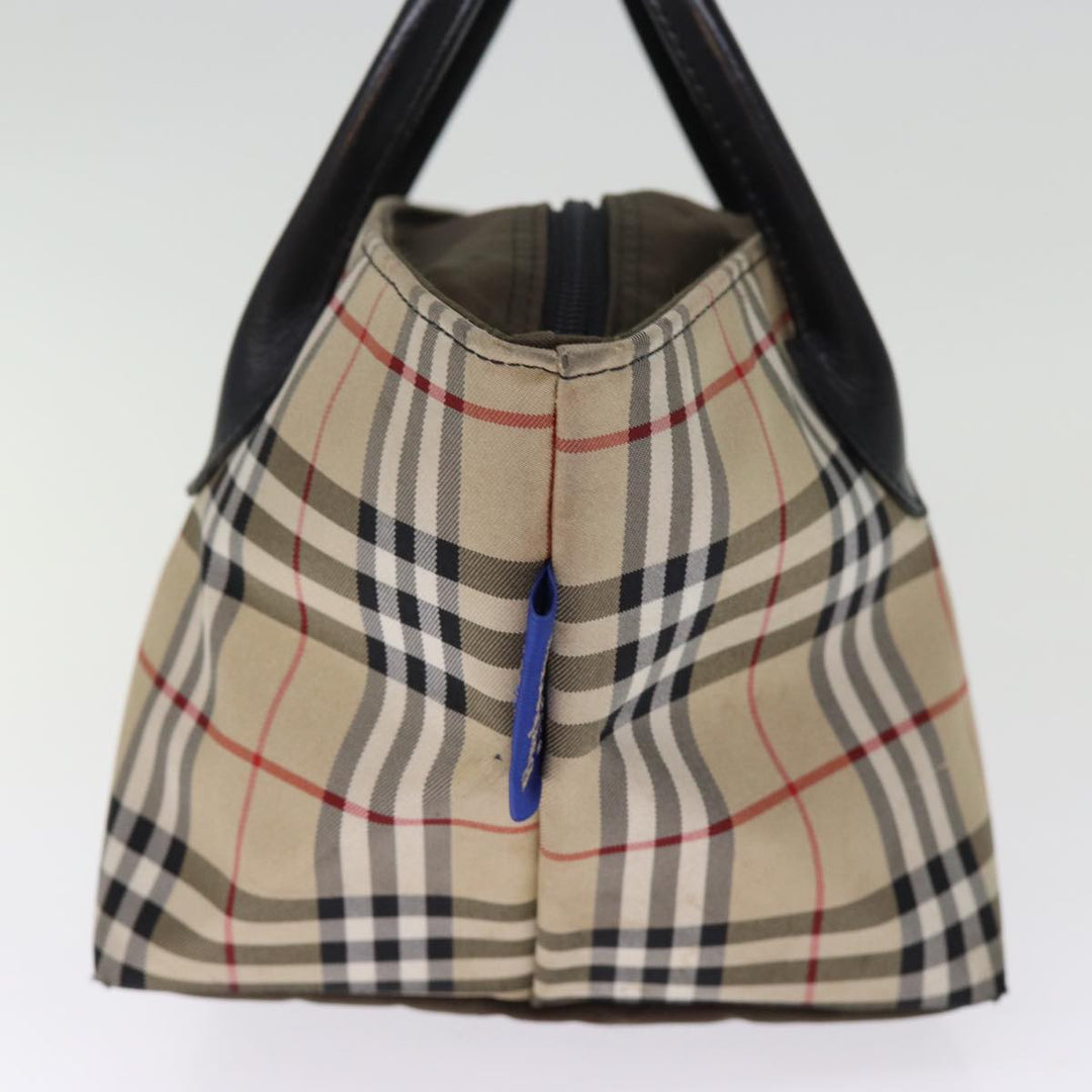 BurberrySs Nova Check Blue Label Hand Bag Nylon Beige Auth bs14769