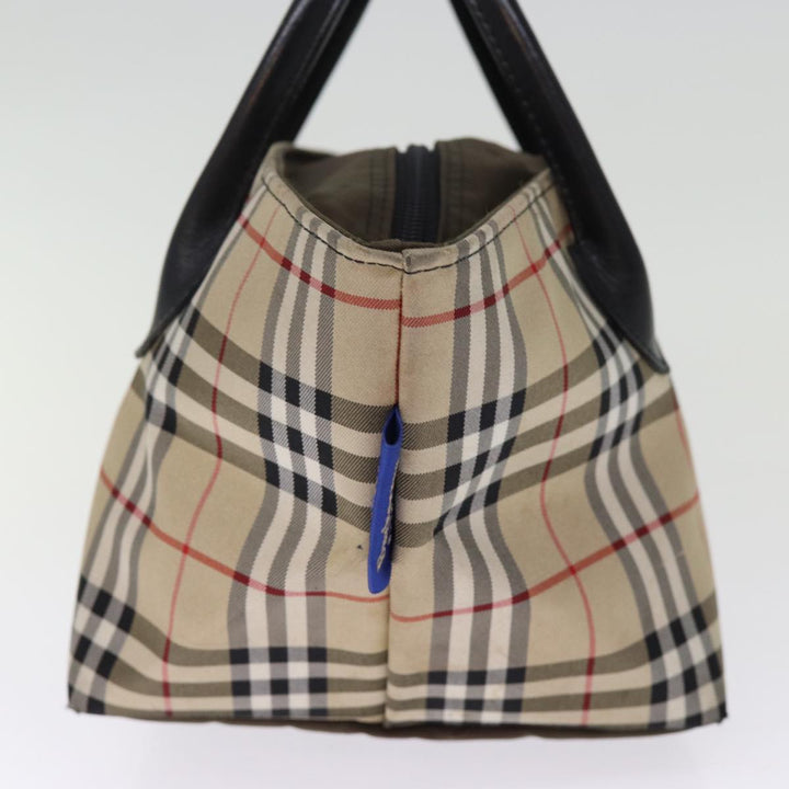 BurberrySs Nova Check Blue Label Hand Bag Nylon Beige Auth bs14769