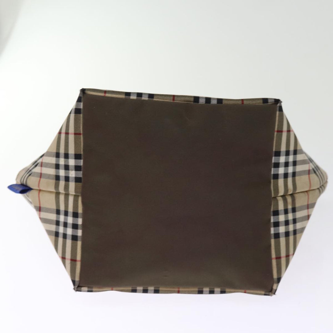 BurberrySs Nova Check Blue Label Hand Bag Nylon Beige Auth bs14769