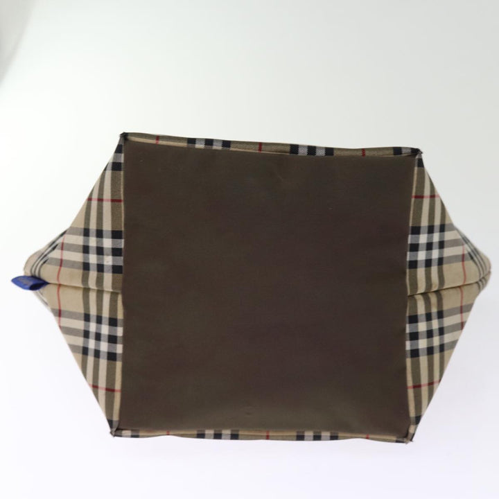 BurberrySs Nova Check Blue Label Hand Bag Nylon Beige Auth bs14769