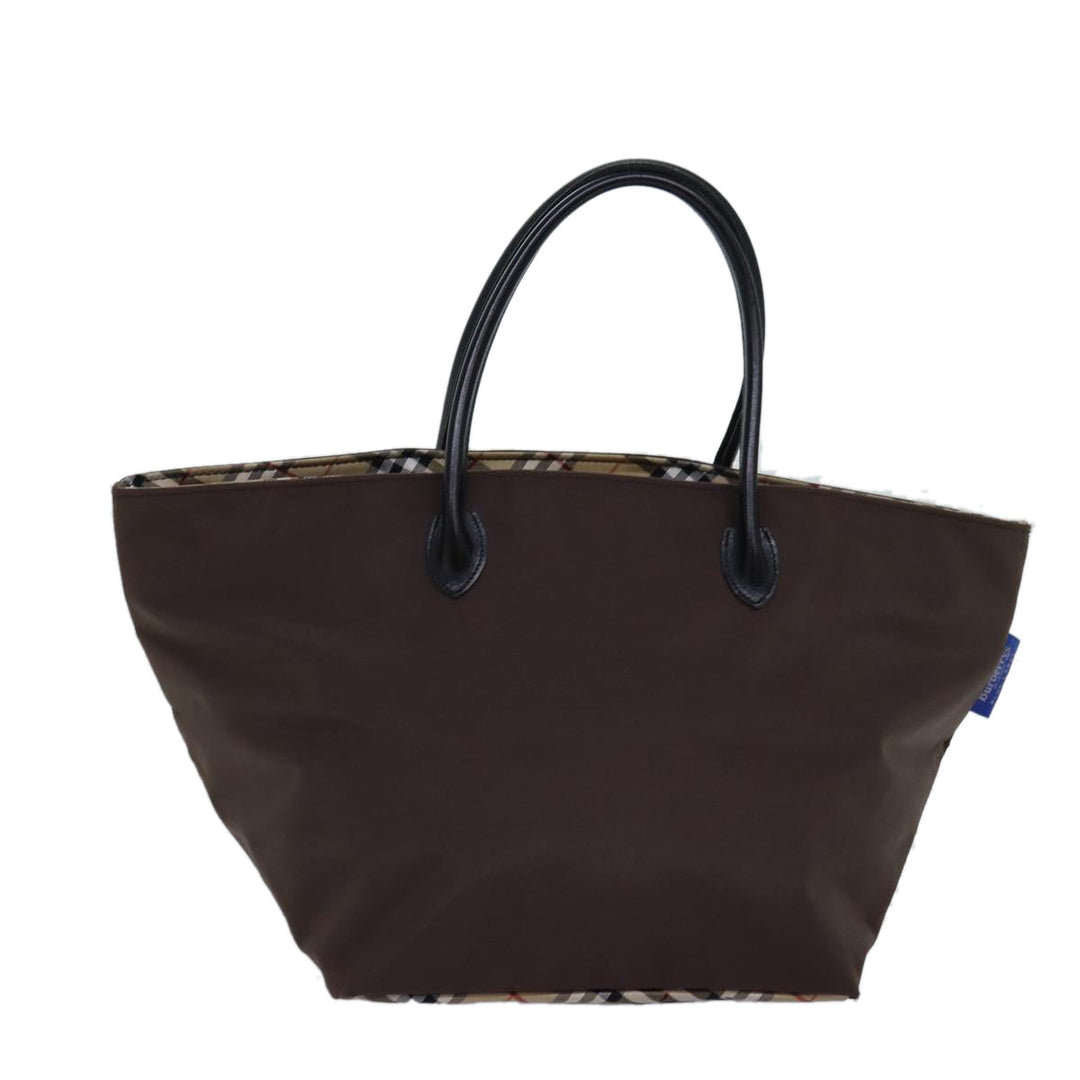 BurberrySs Nova Check Blue Label Tote Bag Nylon Beige Brown Auth bs14770