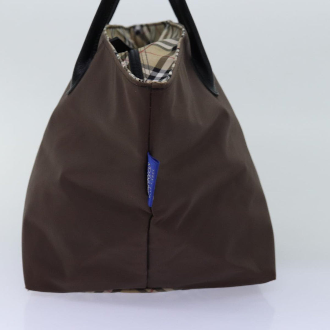 BurberrySs Nova Check Blue Label Tote Bag Nylon Beige Brown Auth bs14770