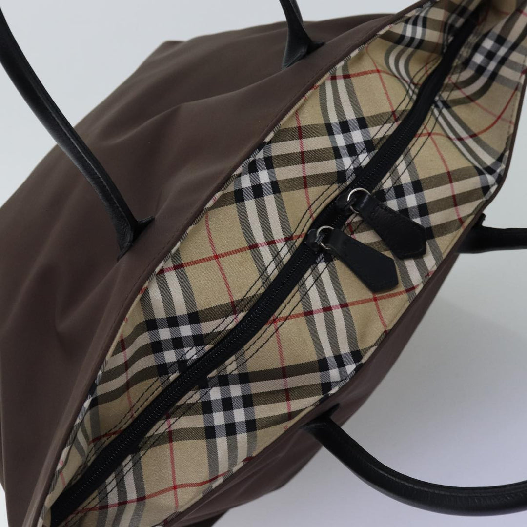 BurberrySs Nova Check Blue Label Tote Bag Nylon Beige Brown Auth bs14770