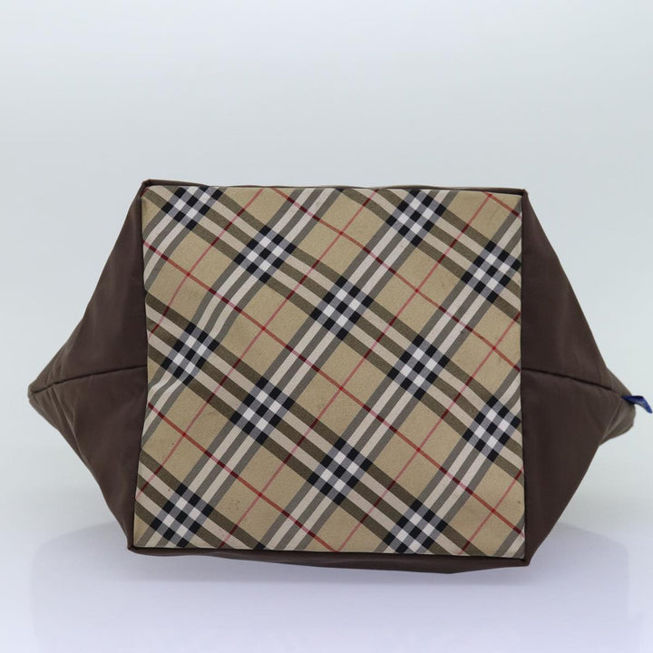 BurberrySs Nova Check Blue Label Tote Bag Nylon Beige Brown Auth bs14770