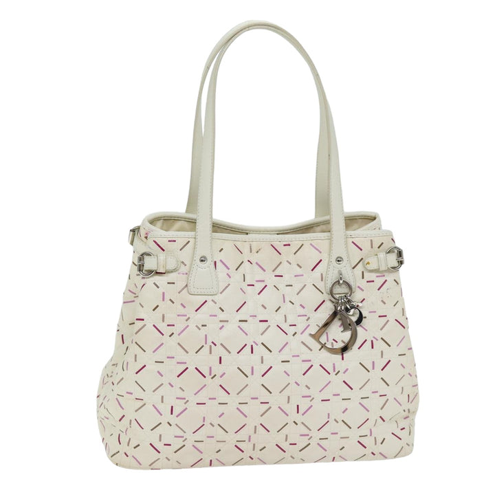CHRISTIAN Top quality Dior Lady Top quality Dior Canage Tote Bag Coated Canvas White Auth bs14793